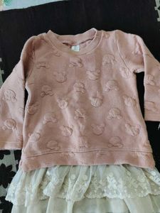 Cute Pink Bear Embellished Dress