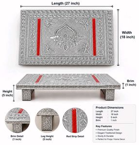 Decorative Silver Pooja Chowki