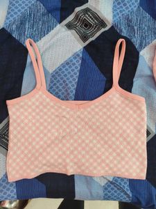 Chic Pink Gingham Cardigan &amp; Crop Top Set