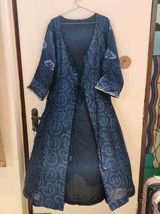 Elegant Blue Paisley Print Ethnic shrug