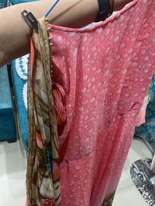 Pink Printed Anarkali Suit Set