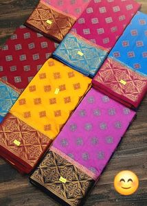 Vibrant Yellow &amp; Maroon Silk Saree