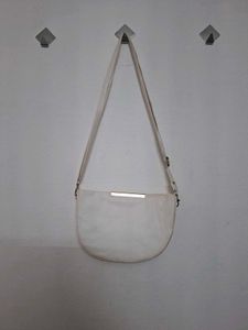 Chic White Half-Moon Crossbody Bag