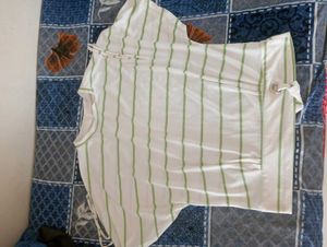 Striped White & Green Top