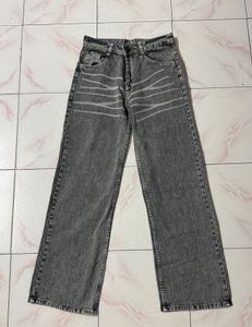 Gray Wash Wide Leg Jeans