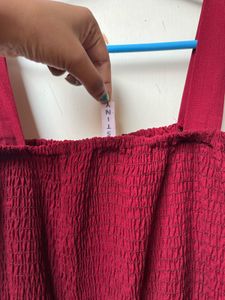 Chic stylish Maroon Smocked Jumpsuit