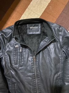 shuntai black leather jacket