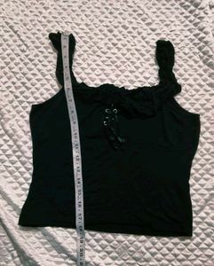 Black Lace-Up Corset Style Tank Top