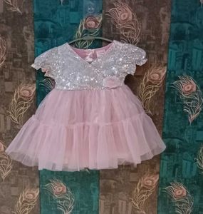 Girls Pink Sequin Party Frock with Tutu Skirt