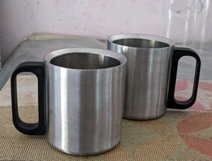 Set of 2  New stainless steel coffee Mugs