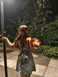 Strapless Floral Print Mini Dress