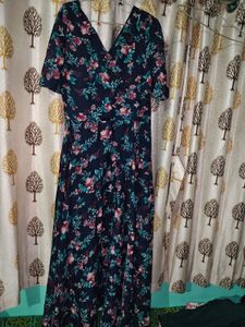 Navy Floral Off-Shoulder Dress