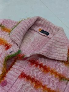 Pink Fuzzy Knit Cardigan