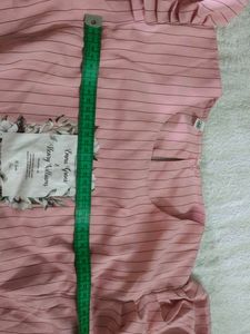 Pink Striped Blouse Puff Sleeves not used