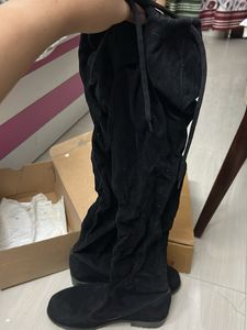 Black Suede Over-the-Knee Boots
