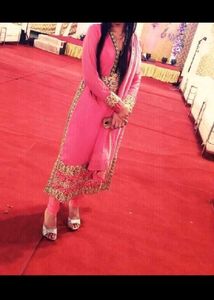 Beautiful Pink Kurta Set with Golden Embroidery