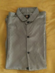 Men's Grey Textured Shirt