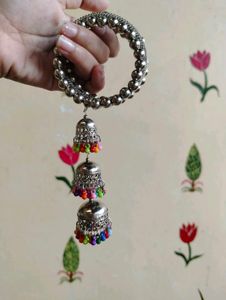 Boho Beaded Bangles with Jhumka Charms