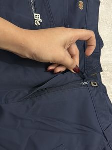 Navy Blue Casual parachute Pants