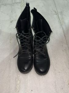 Black Lace-Up Ankle Boots