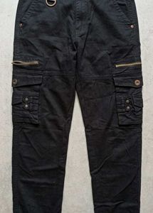 Black Cargo Pants with Straps