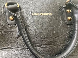 Embossed Floral Black Handbag