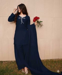 multi colour solid farshi suit set