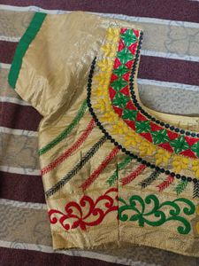 golden blouse multicolour embroidered