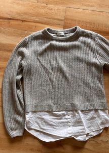 H&amp;M Gray Layered Look Sweater