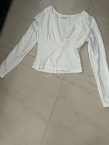 Lace-Trimmed Long Sleeve Top