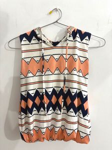 Boho Geometric Print Sleeveless Top