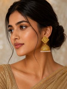 2 Ethnic Jhumka &amp; 1 Stud Earring