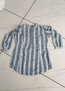 Blue Striped Cotton Kurta