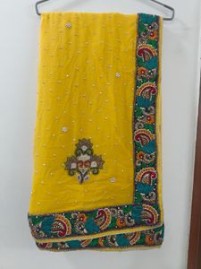 Yellow Pure Chiffon Saree