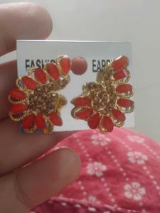 Elegant Red &amp; Gold Earrings