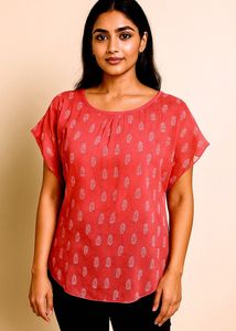 Coral Printed Top