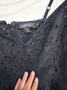 Chic Black Broderie Anglaise Mini Dress