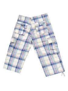 Men's Cargo Capri | Check Print | Cotton Ble