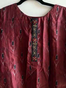 Brand new Maroon Printed Kurta Set with Dupatta