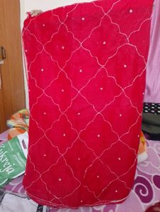 Red Embroidered Organza Saree