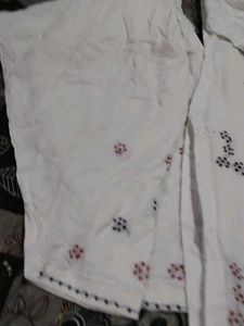 White Kurta Set with Floral Embroidery