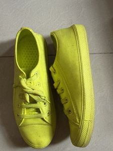 Bright Yellow Lace-Up Sneakers