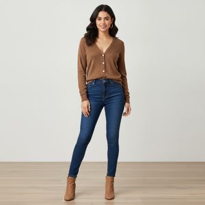Brown V-Neck Cardigan