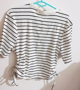 Striped Cropped Tie Top