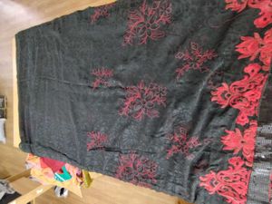 Black And Red Floral Saree (Women's)