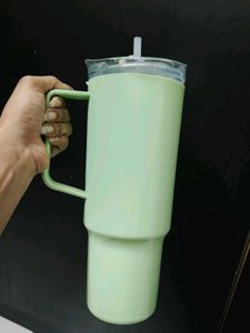 Large Tumbler with Handle and Straw