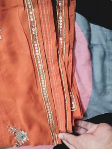 Orange Embroidered Saree