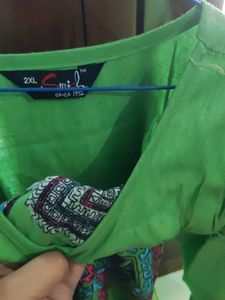 Lime Green Embroidered Kurta