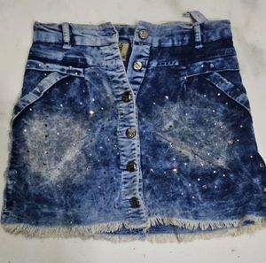 Sparkling Denim Mini Skirt