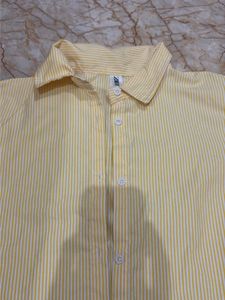 Zara Slightly Cropped Striped Yellow Shirt